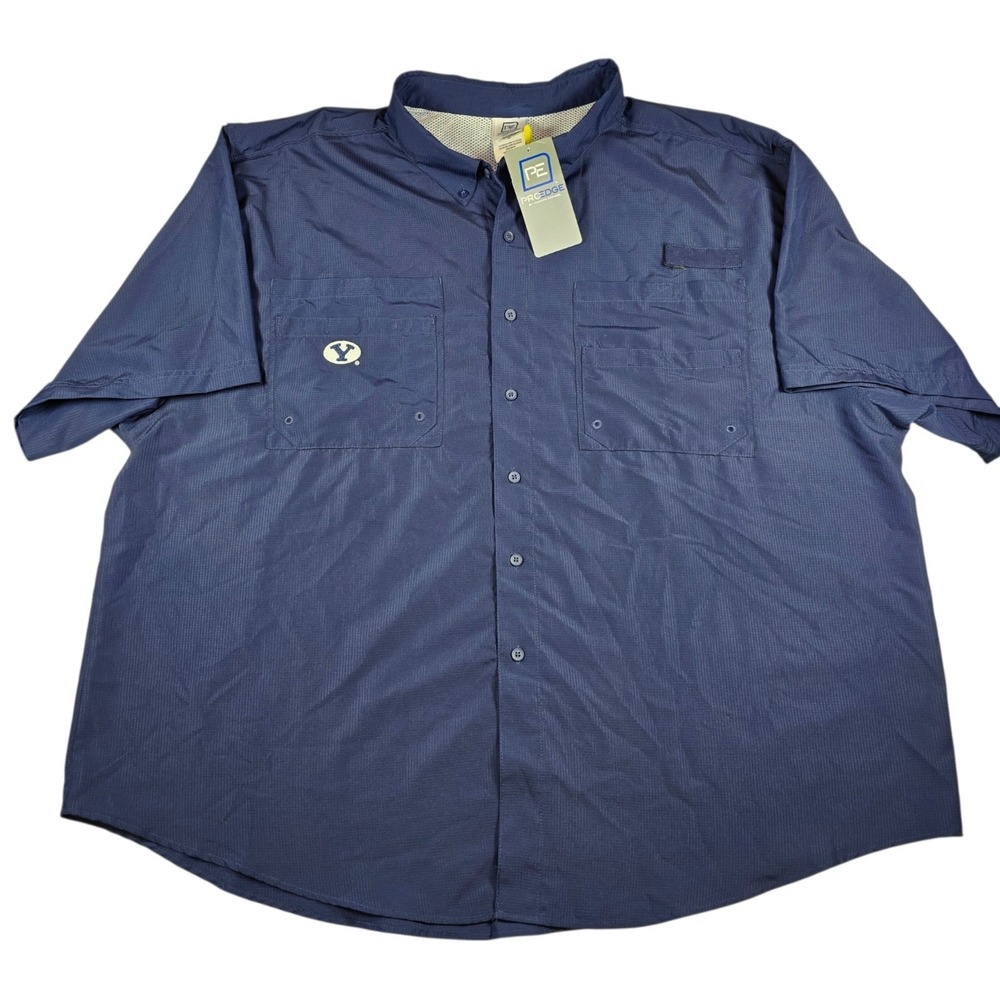 Pro Edge BYU Cougars NCAA Lightweight Navy S/S Fishing Shirt Men's Size 3XL NWT